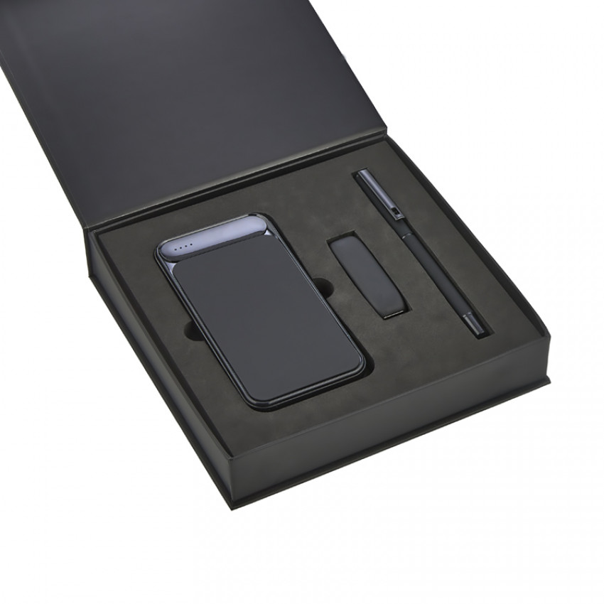 5057 Hediyelik Set - Led işıklı 10.000Mah Powerbank - Led işıklı Usb Bellek Led işıklı Rubber Metal Kalem